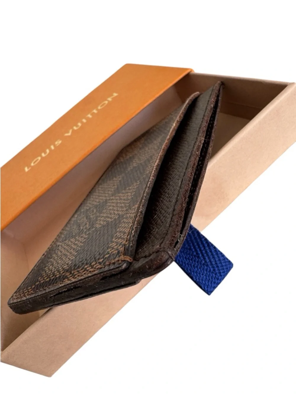 Louis Vuitton Damier Ebene Card Holder Wallet Brown Checkered Authentic - Picture 9 of 10